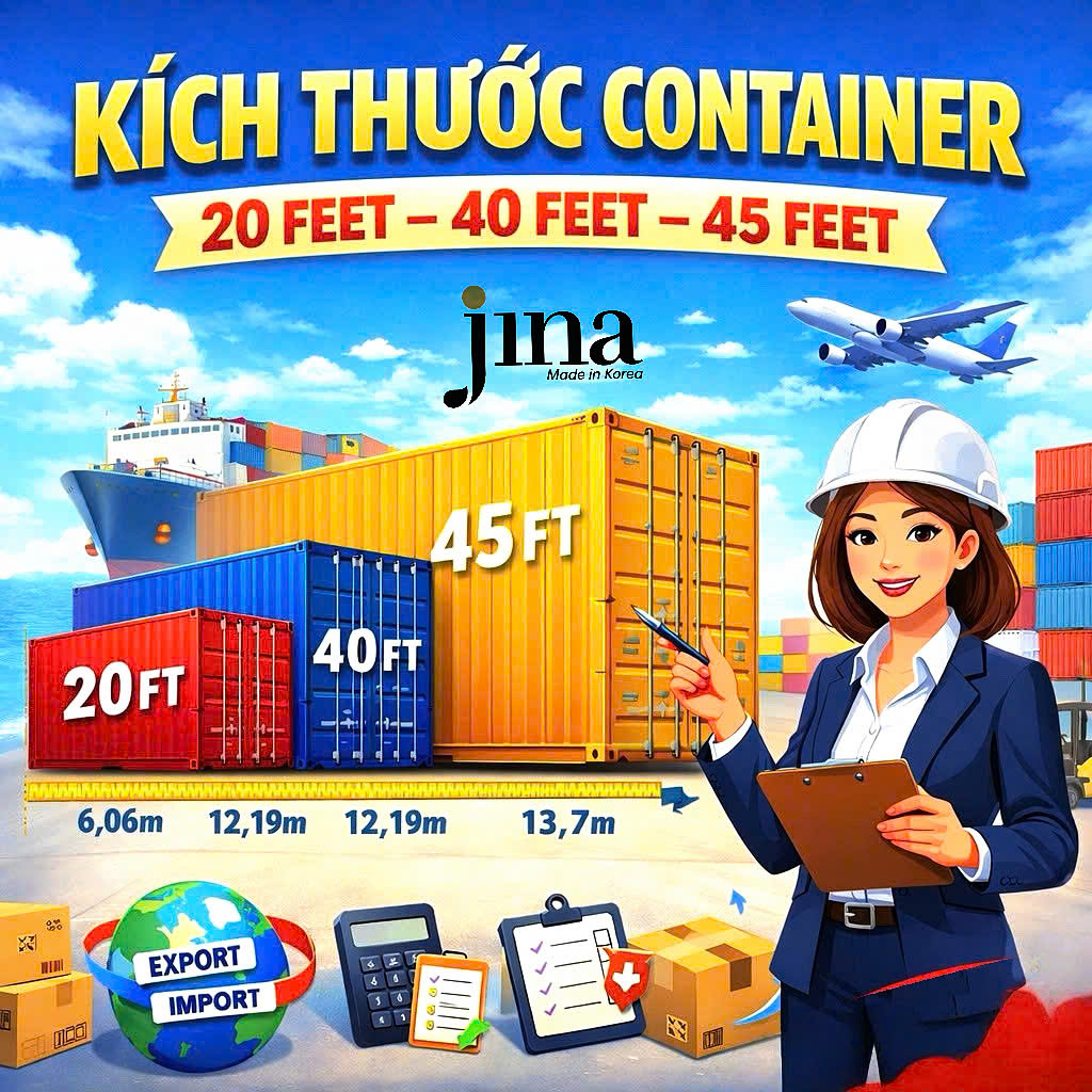 Kích thước tiêu chuẩn các loại container 20’ 40’ 45’ trong xuất nhập khẩu