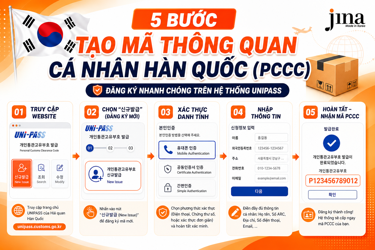 Tạo Mã Thông Quan Cá Nhân Hàn Quốc
