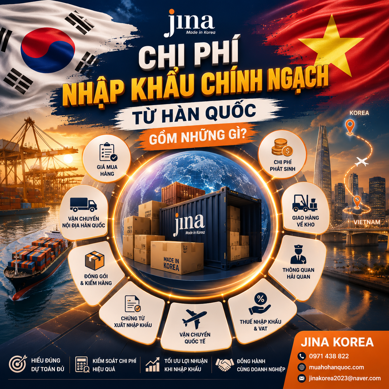 Chi Phí Nhập Khẩu Chính Ngạch Từ Hàn Quốc Gồm Những Gì?