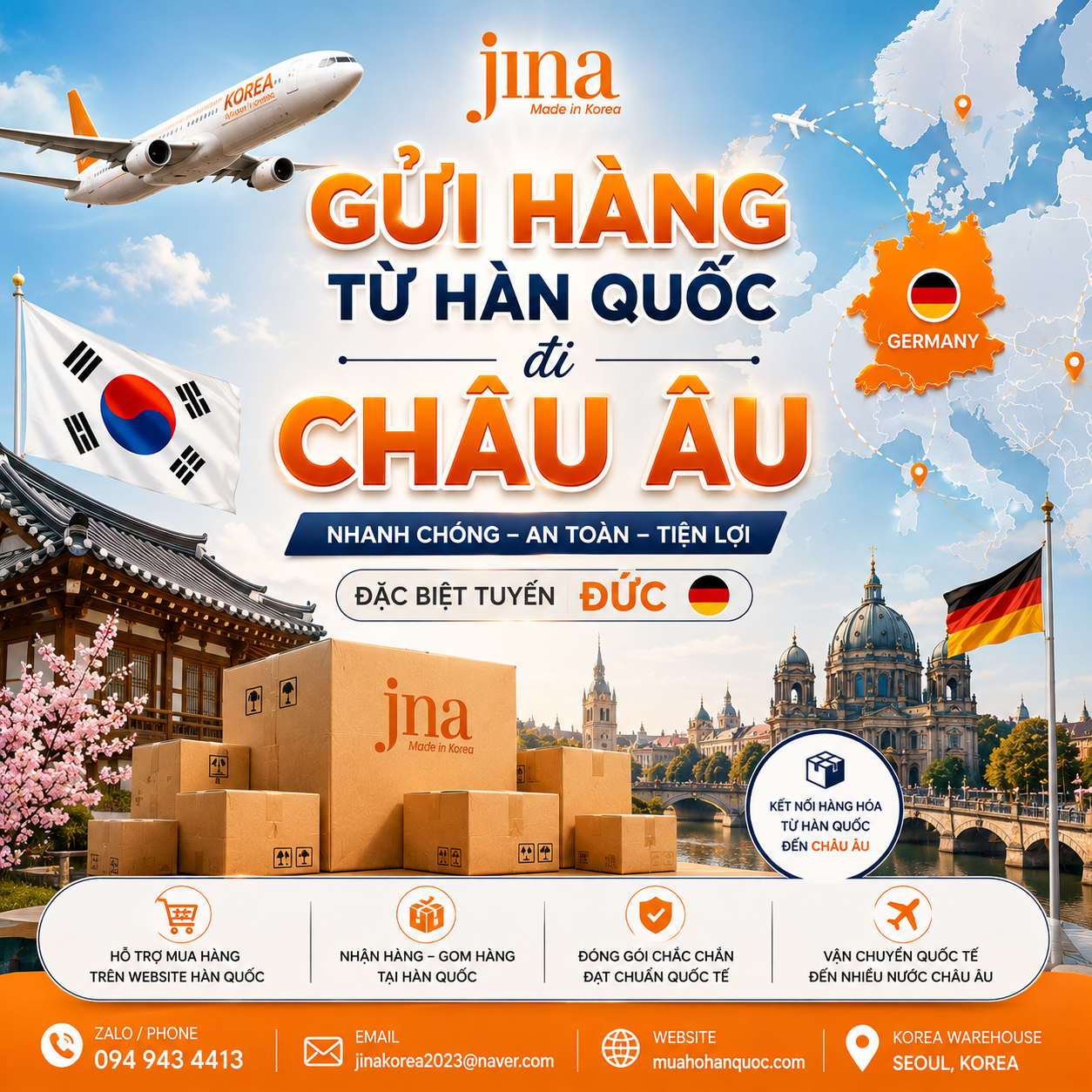 Dịch Vụ Gửi Hàng Từ Hàn Quốc Đi Châu Âu – Đặc Biệt Tuyến Hàn Quốc Đi Đức