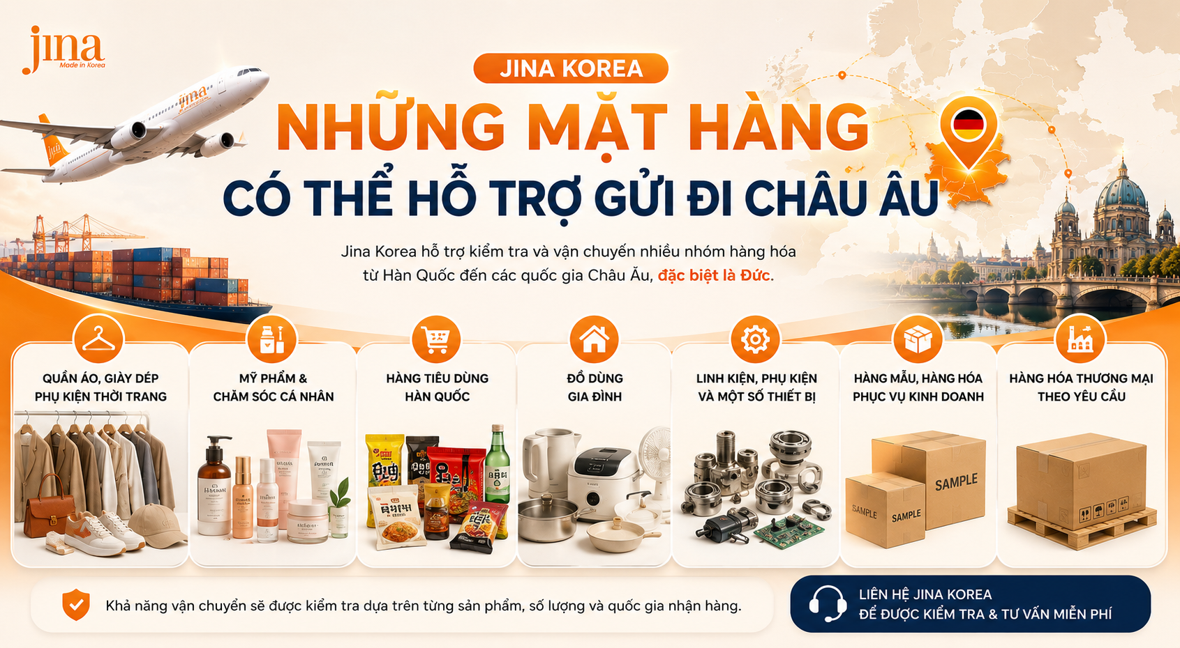 Những mặt hàng có thể hỗ trợ gửi đi Châu Âu