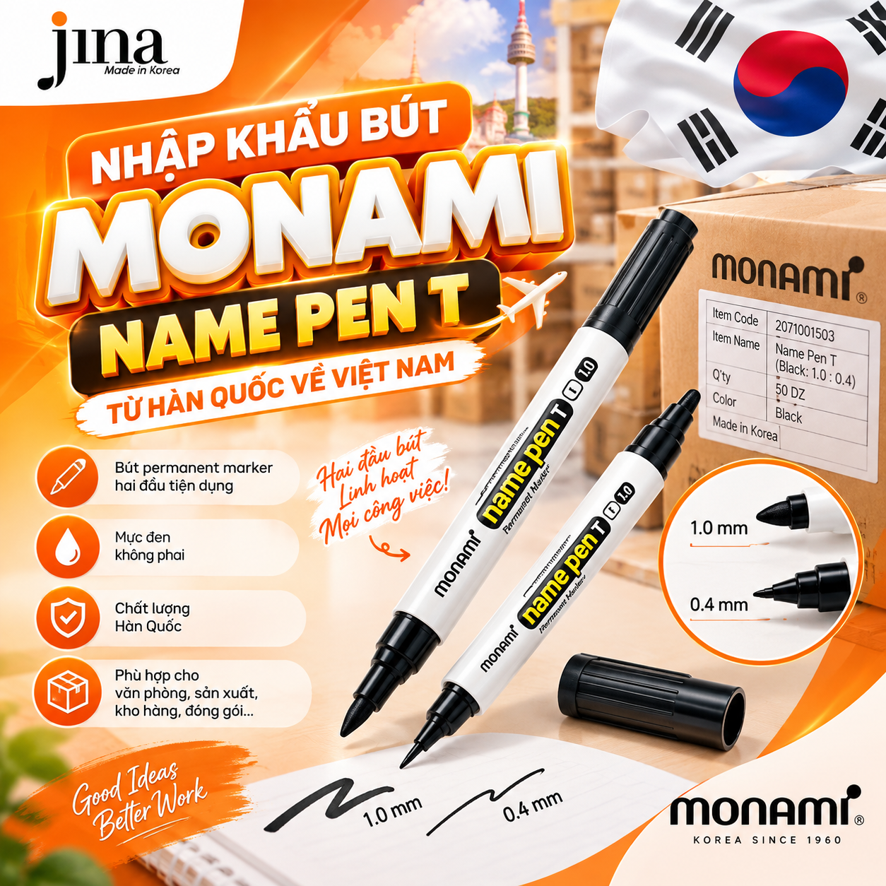 Nhập Khẩu Bút Monami Name Pen T Từ Hàn Quốc Về Việt Nam