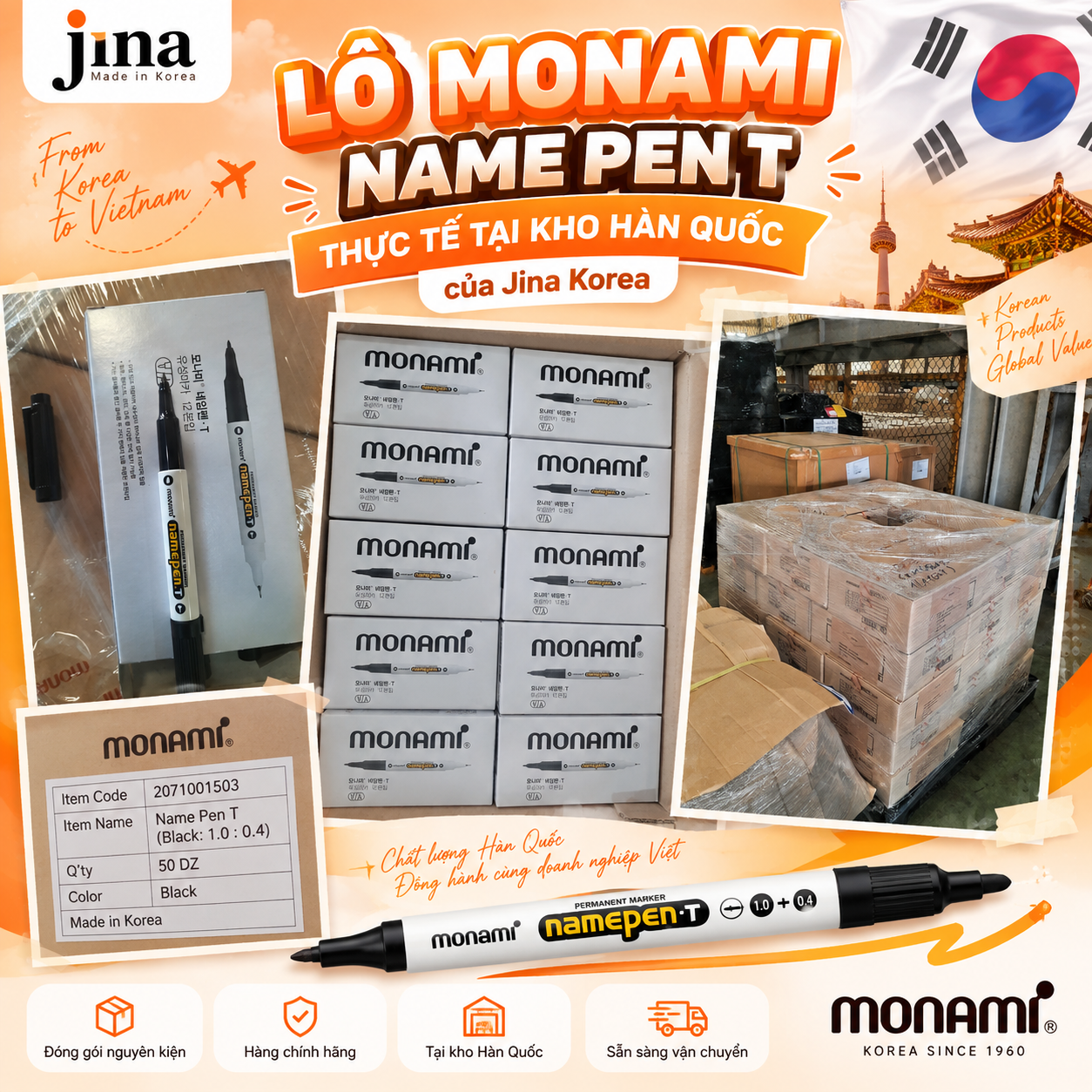 Hình ảnh trong bài là hình ảnh thực tế của lô hàng tại kho Jina Korea.