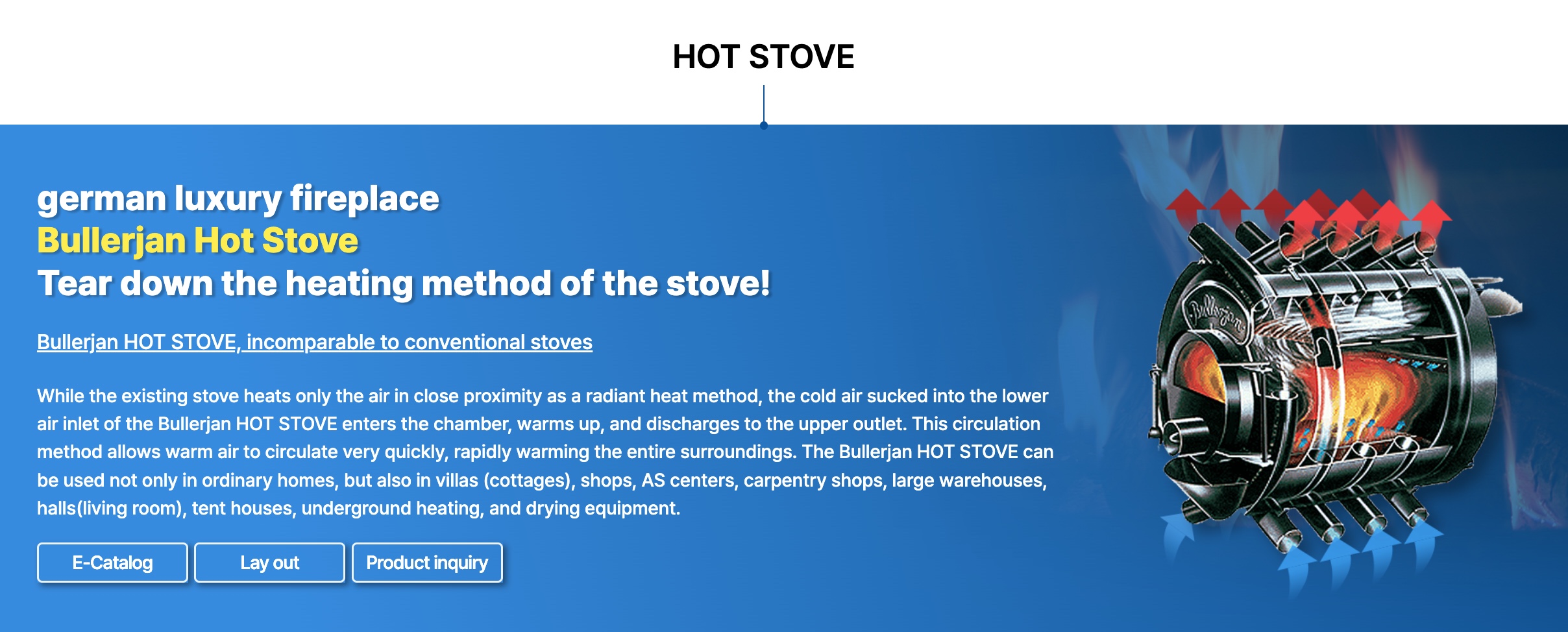 Hot Stove Bullerjan – Lò sưởi đối lưu của Đức, được NAMBU giới thiệu trong danh mục sản phẩm.