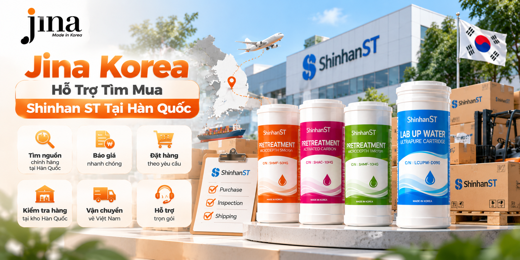 Jina Korea hỗ trợ tìm mua, kiểm tra và vận chuyển sản phẩm Shinhan ST từ Hàn Quốc về Việt Nam.
