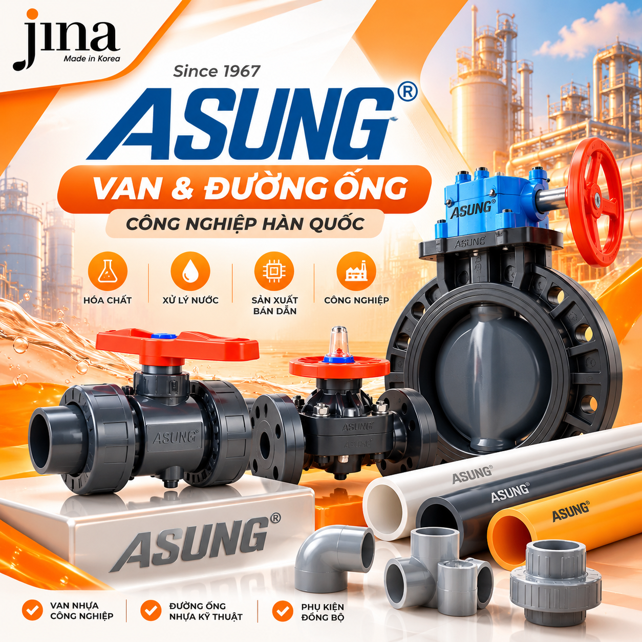 ASUNG Hàn Quốc – Van Nhựa & Đường Ống Công Nghiệp